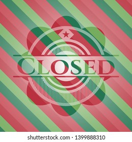 Closed christmas style badge. Vector Illustration. Detailed.