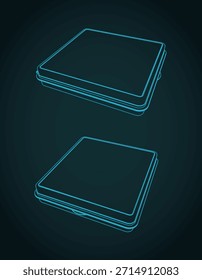 Closed cigarette case close-up stylized vector illustrations