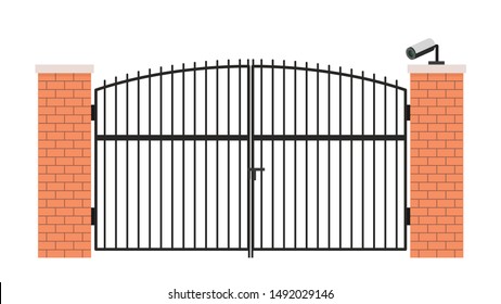 closed circuit camera vector. free space for text. wallpaper. House gate vector.
