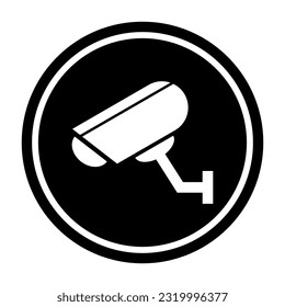 Closed circuit television camera icon, CCTV video protection alert, vector illustration .