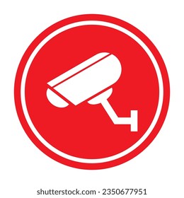 Closed circuit television camera icon, CCTV video protection alert, vector illustration .