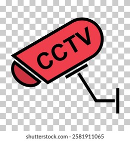 Closed circuit television camera icon, CCTV video protection alert, vector illustration .