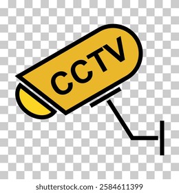 Closed circuit television camera icon, CCTV video protection alert, vector illustration .