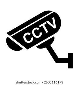Closed circuit television camera icon, CCTV video protection alert, vector illustration .