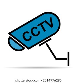 Video Icono cerrado de la sombra de la cámara del circuito televisivo, alerta de la protección de CCTV, Ilustración vectorial .