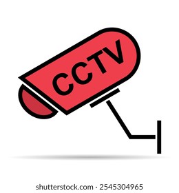 Ícone de sombra da câmera de televisão de circuito fechado, alerta de proteção de vídeo CCTV, ilustração vetorial .