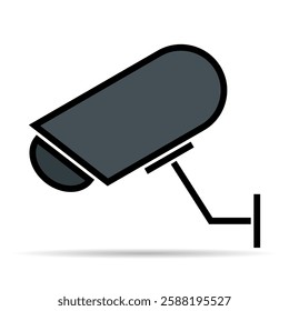 Closed circuit television camera shadow icon, CCTV video protection alert, vector illustration .