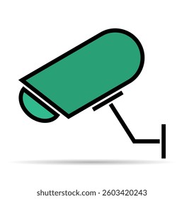 Closed circuit television camera shadow icon, CCTV video protection alert, vector illustration .