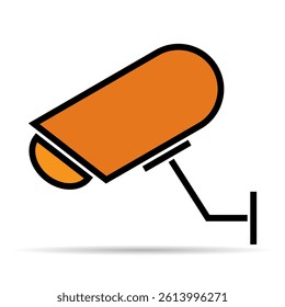 Closed circuit television camera shadow icon, CCTV video protection alert, vector illustration .
