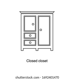 Closed closet icon vector on white background. Black icon illustration