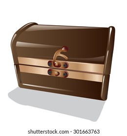 Closed colorful chests isolated on white background. Vector, illustration.