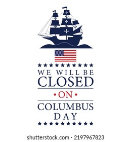 Closed for Columbus Day Vector