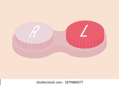 Closed contact lenses container. Eyesight care, lens hygiene container.