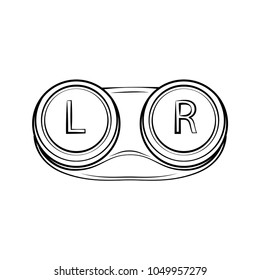 Closed contact lenses container. Lens case. Vector illustration isolated on white background.