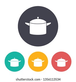 Closed cooking pan illustration. Kitchen soup pot flat vector icon