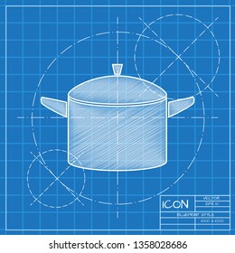 Closed cooking pan illustration. Kitchen soup pot flat vector icon