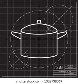 Closed cooking pan illustration. Kitchen soup pot flat vector icon