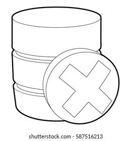 Closed database icon. Outline illustration of closed database vector icon for web