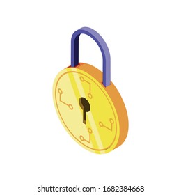 closed digital padlock on white background vector illustration design