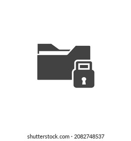 Closed directory vector icon. Folder and padlock icon on white isolated background.