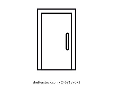 Closed door black icon on white background