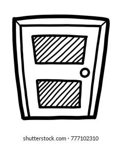 closed door / cartoon vector and illustration, black and white, hand drawn, sketch style, isolated on white background.