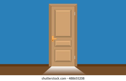 Closed door with direct bright sun light coming from outside in the bottom of door. Boss is coming concept