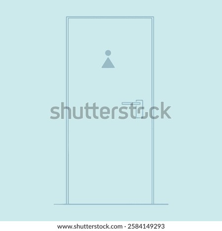 Closed door with a female restroom sign on it. Minimalistic public toilet entrance in a neutral design.