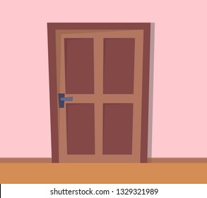closed door. Flat cartoon style vector illustration.
