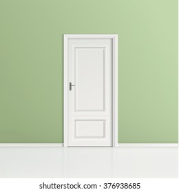 Closed door with frame Isolated on green wall background vector design