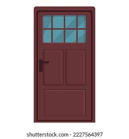Closed door icon cartoon vector. Home exterior. Wooden decoration