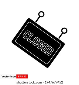 Closed the door icon isolated on white background. Market notice symbol