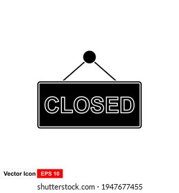 Closed the door icon isolated on white background. Market notice symbol