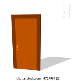 Closed door. Isolated on white background. 3d Vector illustration. 