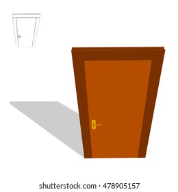 Closed door. Isolated on white background. 3d Vector illustration. 