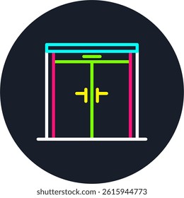 Closed Door Line Multi Colour Circle