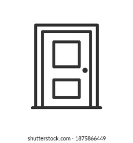 Closed Door, Linear Icon. Editable Stroke