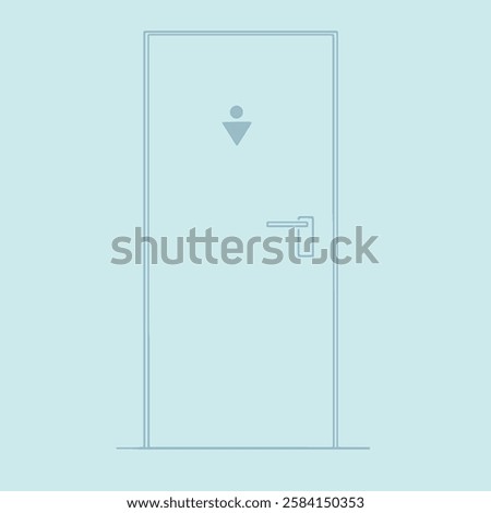 Closed door with a male restroom sign on it. Simple public toilet entrance in a neutral style.