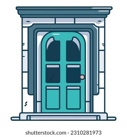 Puerta cerrada con marco moderno aislado