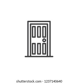 Closed door outline icon. linear style sign for mobile concept and web design. Entrance door simple line vector icon. Symbol, logo illustration. Pixel perfect vector graphics