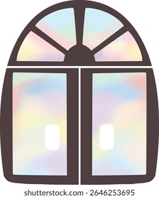 Puerta cerrada con cristal del arco iris