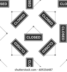 Closed door sign icon seamless pattern on white background. Vector Illustration