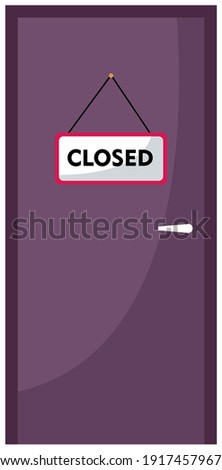 Closed door with a sign Closed for No Reason. Cartoon vector flat-style concept illustration. Business closure or end of the working day, problem, confusion, warning zone, entrance closed