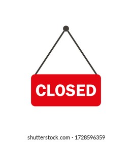 Closed Door Sign. We Are Closed Sign. Vector Icon.