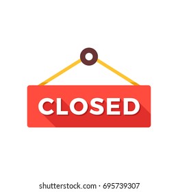 Closed door sign. We are closed sign. Vector icon