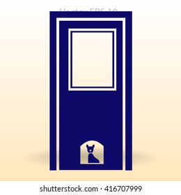 closed door with the silhouette of the animal vector illustration