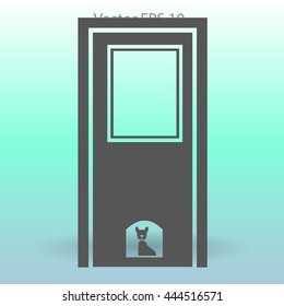closed door with the silhouette of the animal vector illustration