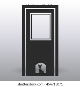 closed door with the silhouette of the animal vector illustration