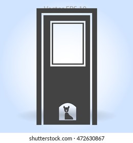 closed door with the silhouette of the animal vector illustration