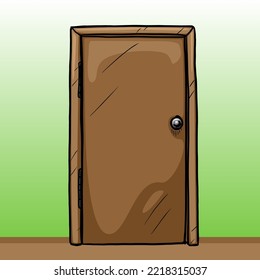 Closed door vector illustration on white background